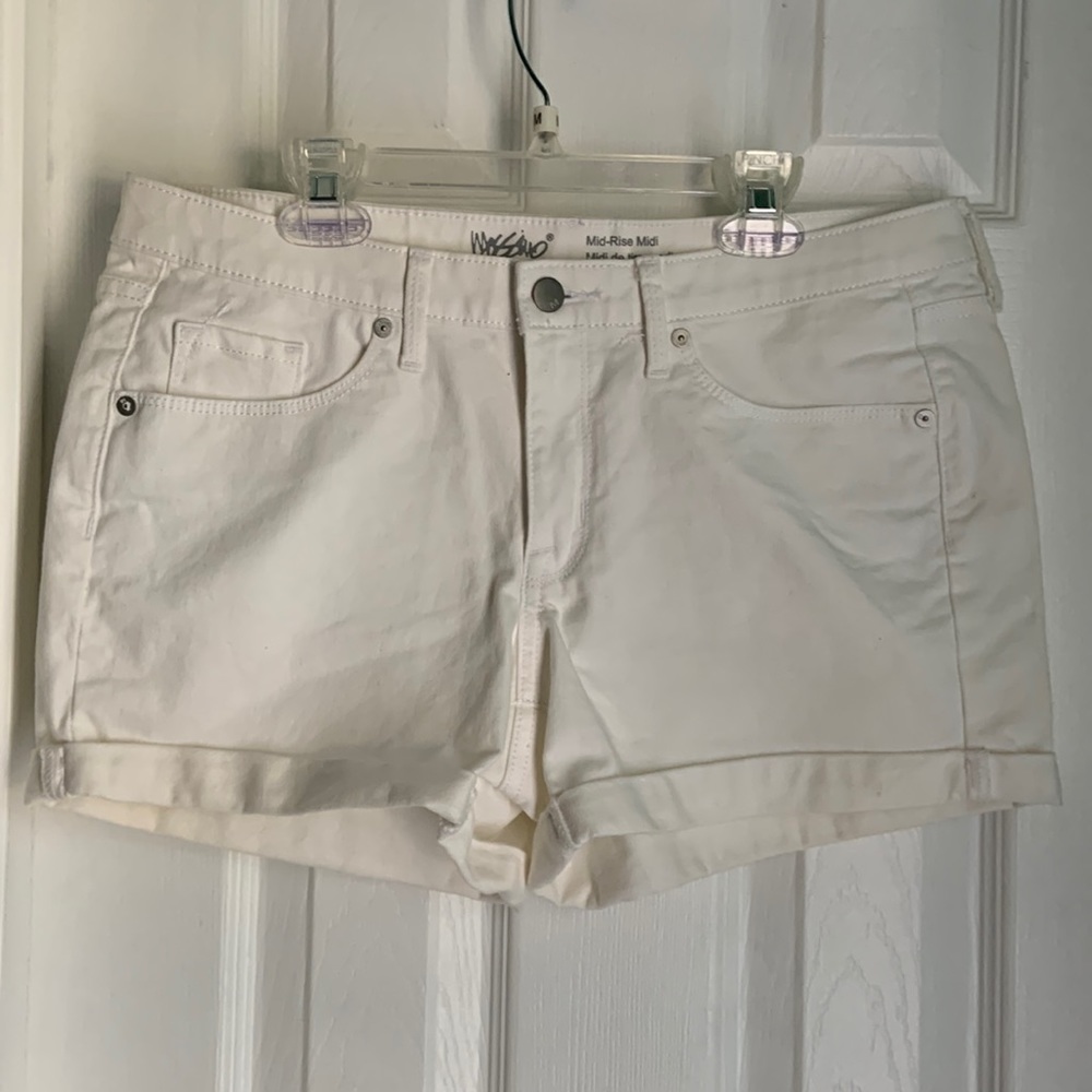 Mossimo Mid-Rise Midi White Denim Shorts